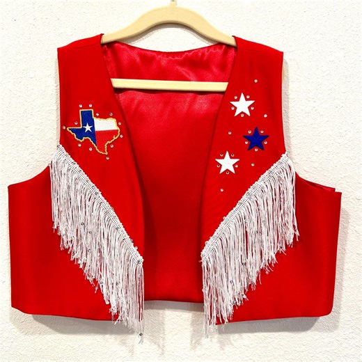 Red Patriotic Western Girls Vest With Texas Patch, Stars, Rhinestones. - Etsy