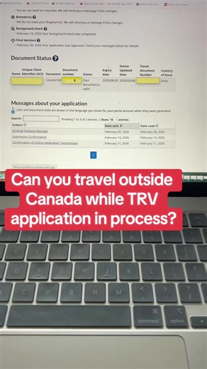 Can you travel outside Canada while TRV application is in process? #trv #stamping #outsidecanada #approval #timeline
