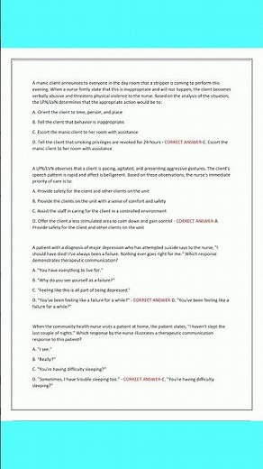HESI RN MENTAL HEALTH EXAM 2025 WITH 160 REAL EXAM QUESTIONS AND CORRECT ANSWERS ALREADY GRADED A RE