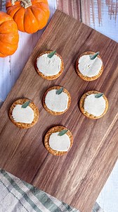 Literally the EASIEST fall snack (if you’re a little extra like me 😉). Just slice some pumpkin spice goat cheese, layer it on a whole wheat cracker, and finish with a fresh sage leaf. Simple, seasonal, and instantly fall vibes! #fall #charcuterieandthings #easyentertaining #pumpkinspiceeverything #snacks #pumpkin #cheese | Charcuterie & Things LLC