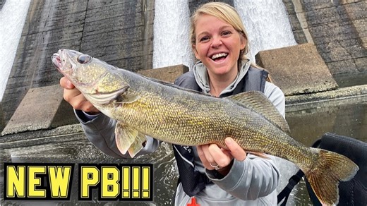 Fisherwoman lands a new personal record walleye at spillway