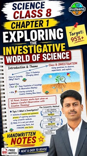 Class 8 Science Curiosity Chapter 1 Handwritten Notes | Exploring the Investigative World of Science
