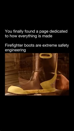 How Everything Is Made on Instagram: "Firefighter boots aren’t footwear — they’re protective equipment. Built with reinforced toes, heat-resistant layers, and sealed construction, they’re engineered to survive environments that would destroy normal shoes instantly. Every pair is tested to withstand crushing force, extreme heat, and constant exposure to water, debris, and chemicals. #howitsmade #firefighting #safetyengineering #protectivegear #manufacturing"