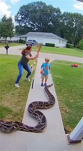 CCTV: Python Approaches Child — Owner Intervenes#CCTV #Python #ChildSafety #BackyardAlert