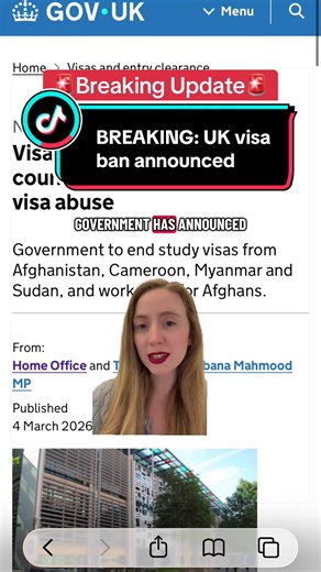 UK Government Announces Visa Ban for Four Countries