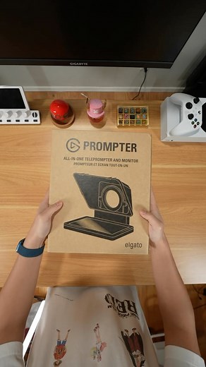 Elgato Prompter. Here’s Elgatos newest product the Prompter! A small compact teleprompter that you can include in your setup with a small shoe print. Read chat or use it was an extra screen. #elgato #teleprompter #setup #pcsetup #pc #pcgaming #streamer #tech #gaming | TheAsian JC