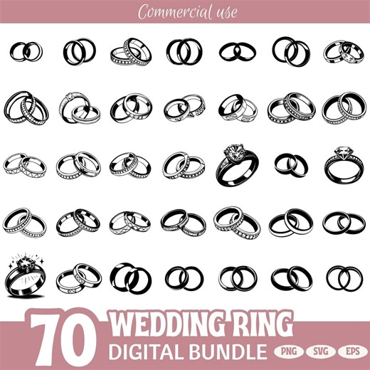 Wedding Ring Clipart Bundle SVG PNG EPS | 70 Wedding Band Clip Art Designs | Engagement Rings Digital Download | Commercial Use - Etsy