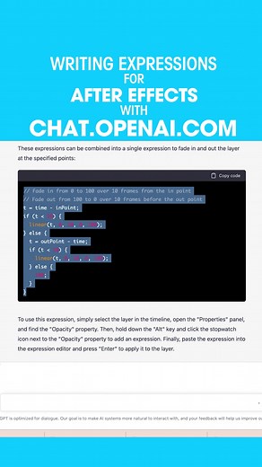 You can use openai to write expressions for after effects! Here's how. #aftereffects #openai #chatopenai #vfx #motiongraphics #motionprocess #vfxguru #vfxmedia