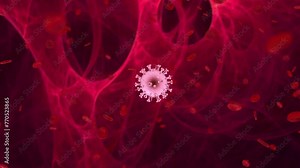 Witness retrovirus in body of individual with human immunodeficiency virus. Division of light pink virus. Ideal for understanding retrovirus replication.close up 3d animation concept