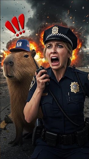 🤯💥 Capybara ignores the screaming cop because he knows a secret about the disaster #capybara