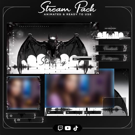 Dark Demon Stream Overlay Bundle | Horror Twitch Overlay Pack | Animated Black Gothic Graphics | OBS Streamlabs Tiktok | FPS Horror Streamer - Etsy