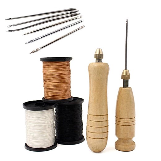 Leather Sewing Awl Kit With Wooden Handle – Hand Stitching Needle Set for Shoes, Canvas & Repairs - Etsy