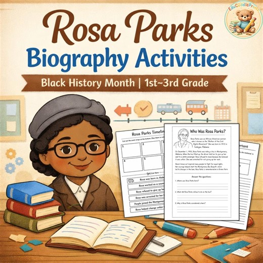 Rosa Parks Biography Activities, Black History Month Worksheets, Rosa Parks Flip Book & Writing | 1st–3rd Grade Printable PDF - Etsy