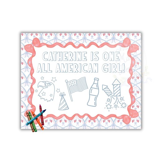 All American Girl Coloring Sheet | Red White and Blue Editable Coloring Sheet | American Theme Printable Coloring Sheet | Birthday Coloring - Etsy