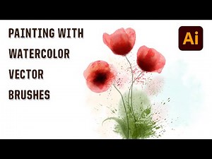 Adobe Illustrator Watercolor Painting - How to draw Grunge Vector Poppies Flowers and Leaves