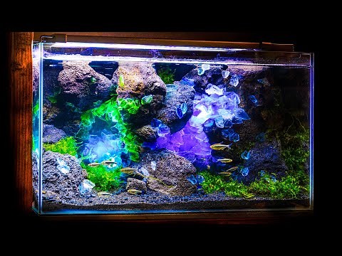 Glowing Crystal Gems Cave Aquarium (Underwater Fantasy Relaxing DIY Tutorial)