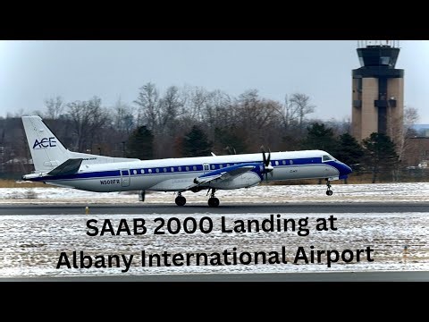 N508FR Saab 2000 Landing at Albany International Airport - Blackhawk/State Police/Saab Compilation 7