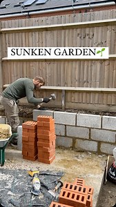 Brickwork wall and planters🔥 The sunken garden project 💚 #sunken #garden #electrics #fyp | Fresh Air Landscapes