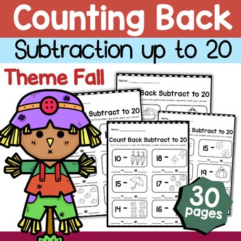 Counting Back Subtraction Strategy to 20  Fall Theme