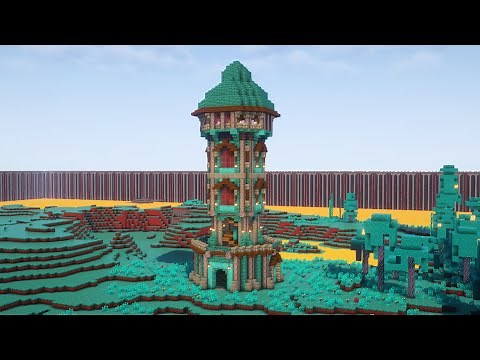 How to build Warped Nether Tower - Minecraft Tutorial