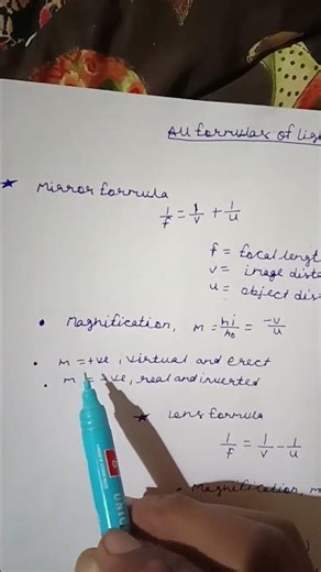 all formulas chapter 9 light class 10th