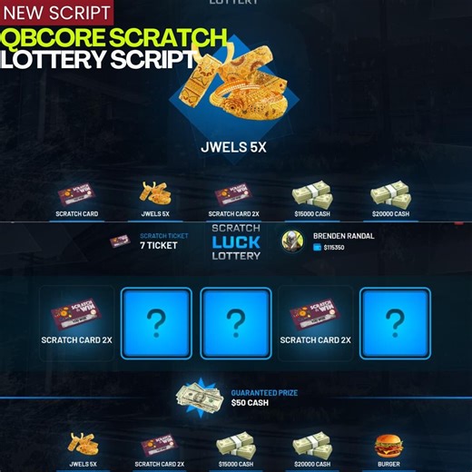 Qbcore Scratch Lottery Script | Fivem Mods - Etsy