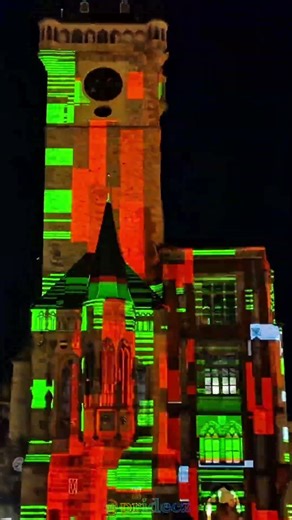 Epic Light Show on Prague’s Old Town Hall Tower ✨ | Projection Mapping #WindowsError #BlueScreen
