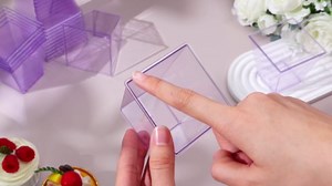 Mifoci 50 Pcs Purple 8 oz Plastic Dessert Appetizer Cups Clear Mini Cake Salad Cups for Party Yogurt Parfait Containers for Parties, Yogurt, Fruit, Ice Cream, Serve Appetizer