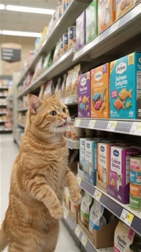 Cute Cat Shopping for Groceries at the Supermarket! 🛒🐱 #shorts