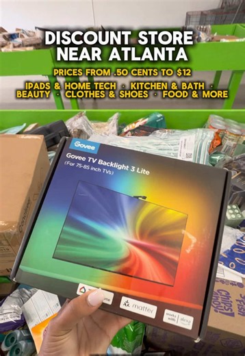 One thing I love about Atlanta metro area is how many discount/liquidation stores there are. @BinCredible Deals is the perfect example of a one stop shop! 🛍️ they have everything for home, kitchen, bath, beauty and pet products, clothes, shoes, electronics, books, medicine, pantry items you name it. Plus an area to test your items before purchase. prices range from 50 cents to $12 depending on the day and you can find some GREAT stuff in here. I grab these Govee lights for $12 vs $109 on Amazon