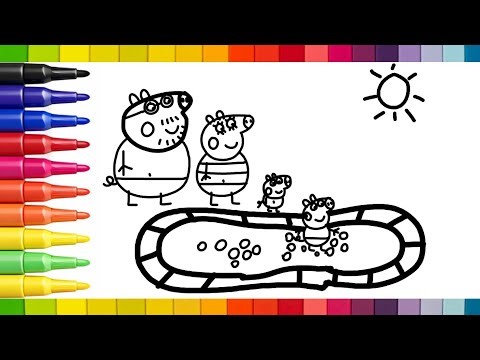 Draw and Colour Peppa Pig Swimming Pool 🐷🏊‍♀️ | Easy Step by Step Art Tutorial