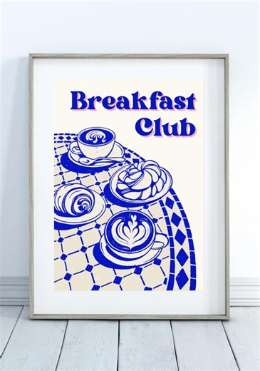 Breakfast Club Poster, Funny Kitchen Print, Coffee & Pastries - Etsy