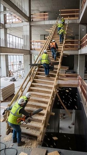 Workers FALL as Staircase Breaks Apart! Real Estate Construction Disaster 😧 #construction #shorts