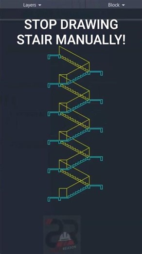 AutoCAD Staircase Elevation in ONE CLICK! ⚡️ #shorts
