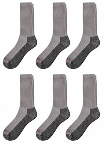 Wrangler Cushion Crew Socks for Men, Size 13-15, Gray, 6 Pairs