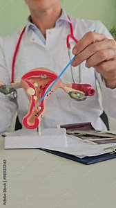 Model of human uterus and cervix taking analysis. Cytogram and cytological examination of cervical scrapings Stock Video