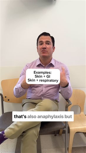 Farah Khan, MD | Allergist on Instagram: "Examples of anaphylaxis 👇🏼 and leave questions or comments. We know this is always a confusing topic and there’s nuance here. We’re both board certified allergists and see and treat patients every day with allergic reactions. Examples after allergen exposure: 🩺 Hives + vomiting 🟰 skin + GI 🩺 Lip swelling + coughing 🟰skin + respiratory 🩺 Itchy/watery eyes + abdominal cramping/diarrhea 🟰 eyes + GI 🩺 Impending sense of doom + flushing 🟰 nervous sy