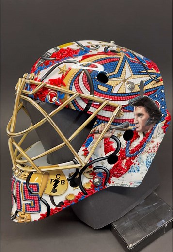 Painting Elvis Mask for Columbus Blue Jackets