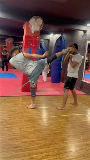 Powerful Face Kick with a Resistance Band#karate #wkfkumite #youtubeshorts
