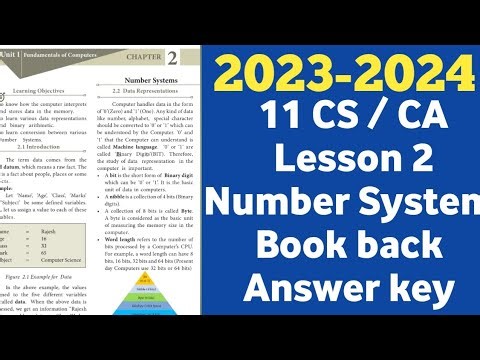 11th CS/CA Chapter 2 | Number System| Book back Questions and Answers 2024