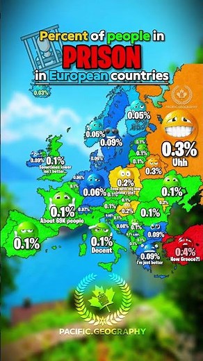 ⛓️ Percent of people in prison in Europe & America #mapping #map #geography #jail #mississippi