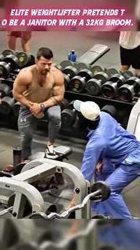 Elite weightlifter pretends to be a janitor with a 32kg broom. #gym #prank #funny