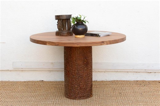 Finely Carved Reclaimed Teak Round Pedestal Dining Table - Etsy