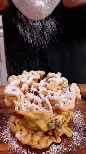 332K views · 8.7K reactions | Funnel Cake Bacon Cheeseburger | imlandn | Facebook
