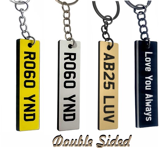 Personalised UK Number Plate Keyring Double Sided – Custom Car Registration Plate Keychain – Laser Engraved Unique Gift - Etsy