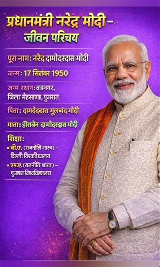 प्रधानमंत्री नरेंद्र मोदी का जीवन परिचय | PM Narendra Modi Biography #narendramodi #shorts