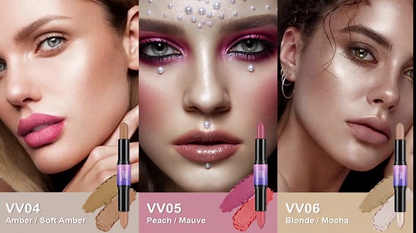 Dual-Ended Contour Stick, Facial concealer Stick, Long Lasting & Waterproof Contour Sticks Kit for Light Skin Face Makeup