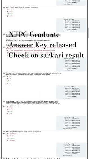 NTPC Graduate Answer Key Released #exam #rrb #ntpc #competitiveexams #job #answerkey