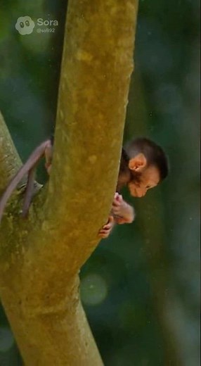 Baby Monkey Falls from Tree in Mother’s Arms