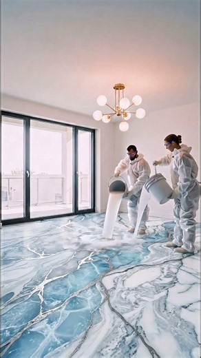 Client wanted a $44,000 Ice Blue & Platinum Silver bedroom... 🤯👑 #epoxyfloor #satisfying